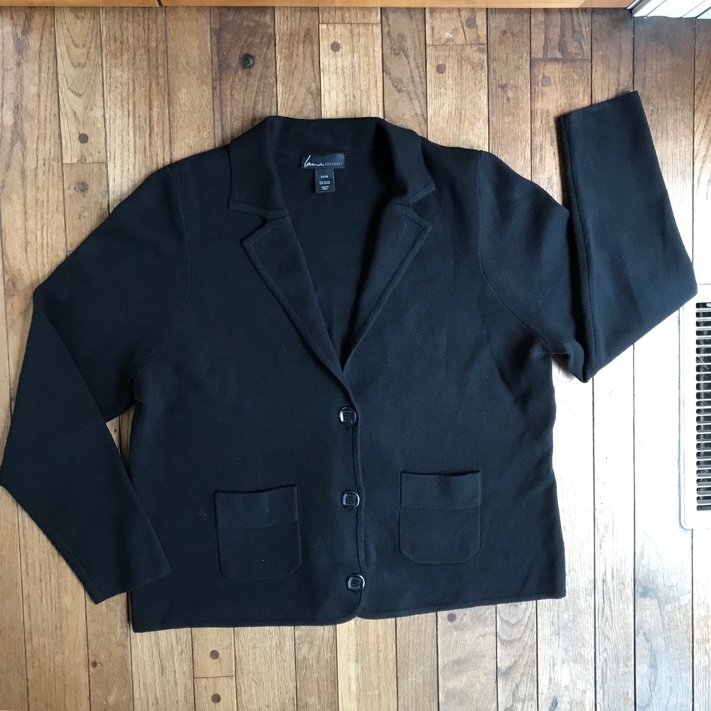 Lane Bryant Black Knit Cardigan 3 Button Blazer M2 - Picture 6 of 7